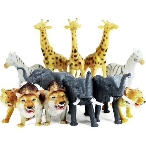  Boley 12 Piece Jumbo Safari Animals - 9 Jungle Animals and Zoo Animals - Great Educational Toy for Kids, Toddlers, Children Or Party Favor!