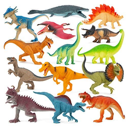  Boley Dinosaur Book Bundle - 14 Pack Dinosaur Toys for Kids with Educational Dino Guide Pamphlet - Dinosaur Figures for Boys and Girls Ages 3 and Up