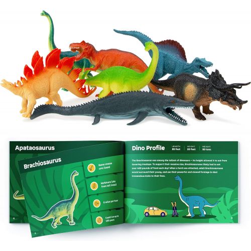  Boley Dinosaur Book Bundle - 14 Pack Dinosaur Toys for Kids with Educational Dino Guide Pamphlet - Dinosaur Figures for Boys and Girls Ages 3 and Up