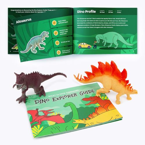  Boley Dinosaur Book Bundle - 14 Pack Dinosaur Toys for Kids with Educational Dino Guide Pamphlet - Dinosaur Figures for Boys and Girls Ages 3 and Up