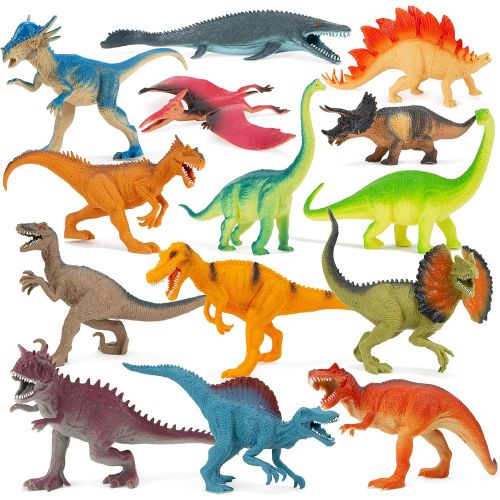  Boley Dinosaur Book Bundle - 14 Pack Dinosaur Toys for Kids with Educational Dino Guide Pamphlet - Dinosaur Figures for Boys and Girls Ages 3 and Up
