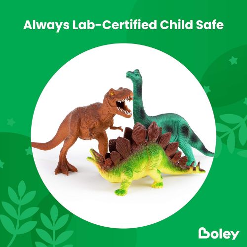  Boley 12 Pack 9-Inch Educational Dinosaur Toys - Kids Realistic Toy Dinosaur Figures for Cool Kids and Toddler Education! (T-Rex, Triceratops, Velociraptor, and More!)