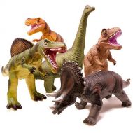 Boley 5 Piece Jumbo Dinosaur Set - Kids, Children, Toddlers Highly Detailed, Realistic Toy Set for Dinosaur Lovers - Perfect for Party Favors, Birthday Gifts, and More