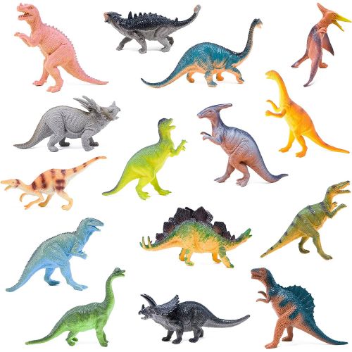  Boley Monster 15 Pack Large 7 Toy Dinosaur Set - Enormous Variety of Authentic Type Plastic Dinosaurs - Great As Dinosaur Party Supplies, Birthday Party Favors, and More!