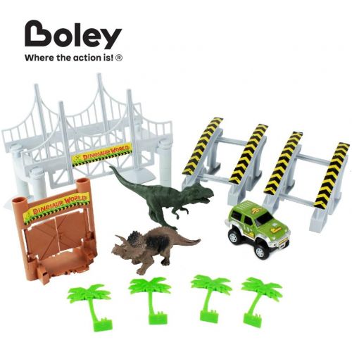  Boley Dinosaur Adventure Road Creators Playset - 142 Track Pieces and 11 Additional Pieces - Dinosaur Track, Battery Powered Car, and Dinosaurs Included - Perfect Construction Dino