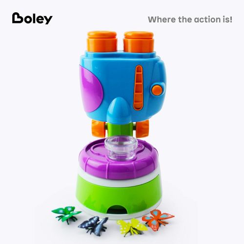  Boley My First Microscope Kit - STEM Science Learning Microscope for Kids with Binocular Viewer and Realistic Butterfly Toys - Educational Beginners Set for Toddler and Preschool A