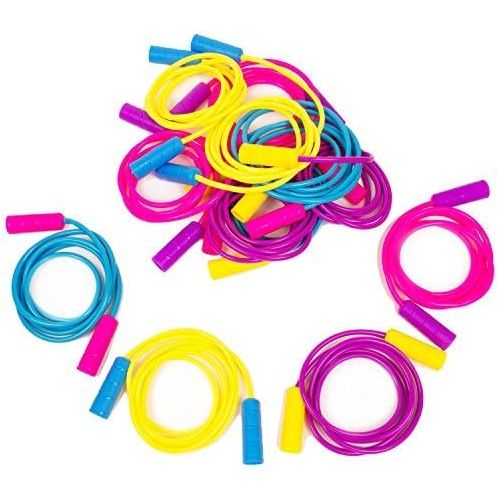  Boley 12 Pack Jump Rope Kids Set - 7 ft Jumping Rope for Boy or Girl Children in Assorted Bright Colors