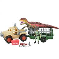 Boley Dinosaur Explorer Play Set - 13 Piece Dinosaur Toys Set with Roaring Giant T-Rex Dinosaur Toy, Explorer Figure, Large Truck, Tool Box, and More!
