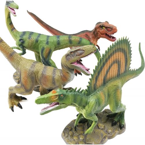  Boley 4 Pack 12 Jumbo Monster Authentic Dinosaur Set - Educational Dinosaur Toy Playset for Kids, Children, Toddlers - Great As Kids Dinosaurs Toys, Dinosaur Party Favors