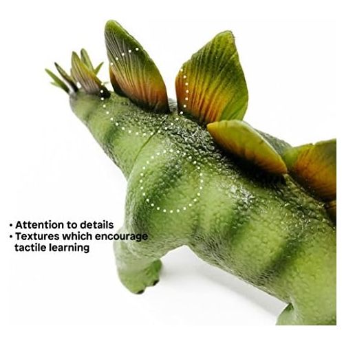  Boley Authentic Educational Kids Dinosaur Toys for Boys and Girls - 5 Piece Set Small Plastic Realistic Dinosaurs Toy Set with Dino Guide