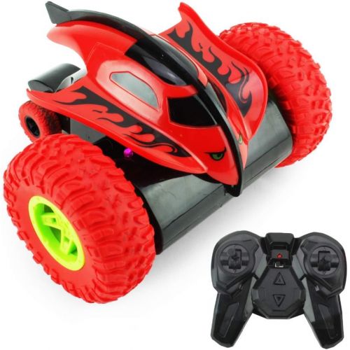  Boley 360 RC Stunt Car - Rotating Remote Control Car for Kids with Big Red Monster Truck Wheels