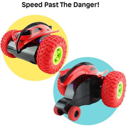  Boley 360 RC Stunt Car - Rotating Remote Control Car for Kids with Big Red Monster Truck Wheels