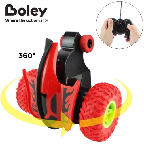  Boley 360 RC Stunt Car - Rotating Remote Control Car for Kids with Big Red Monster Truck Wheels