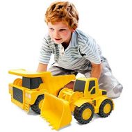 Boley BOLEY (2-Piece) 18 Construction Vehicles - Dump Truck and Bulldozer Construction Toys - Button-Activated Light & Sound Construction Trucks, Perfect Truck toy for Toddler Boys