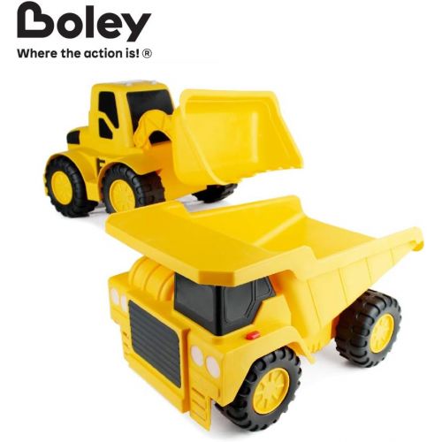  Boley BOLEY (2-Piece) 18 Construction Vehicles - Dump Truck and Bulldozer Construction Toys - Button-Activated Light & Sound Construction Trucks, Perfect Truck toy for Toddler Boys