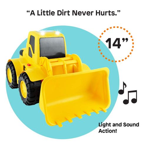  Boley Large Jumbo Bulldozer Construction Vehicle - 18 Button-Activated Light & Sound Construction Toys with Moveable Loader, Perfect Car Truck Toy for Toddler Boys Girls Kids