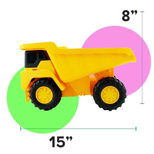  Boley Large Jumbo Dump Truck Construction Vehicle - 18 Button-Activated Light & Sound Construction Toys with Moveable Load Container, Perfect Car Truck Toy for Toddler Boys Girls K