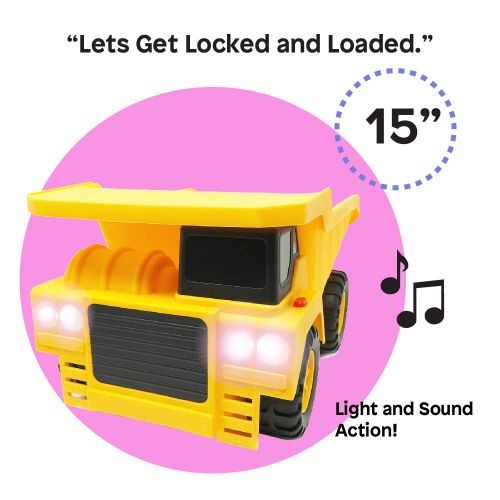  Boley Large Jumbo Dump Truck Construction Vehicle - 18 Button-Activated Light & Sound Construction Toys with Moveable Load Container, Perfect Car Truck Toy for Toddler Boys Girls K