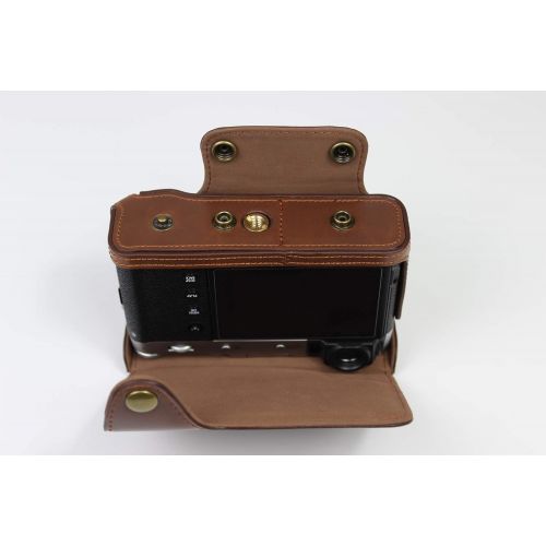 X100V Case, BolinUS Handmade PU Leather Fullbody Camera Case Bag Cover for Fujifilm Fuji X100V Bottom Opening Version + Neck Strap + Mini Storage Bag -Black (Coffee)