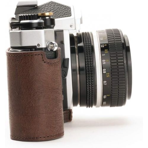  Nikon FM2 Case, BolinUS Handmade Genuine Real Leather Half Camera Case Bag Cover for Nikon FM2 FM FE FM2n FE2 With Hand Strap (Coffee)