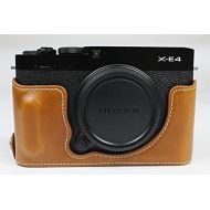 X-E4 Case, BolinUS Handmade PU Leather Half Camera Case Bag Cover Bottom Opening Version for Fuji Fujifilm X-E4 XE4 with Hand Strap (Brown)