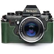 Nikon F3 Case, BolinUS Handmade Genuine Real Leather Half Camera Case Bag Cover for Nikon F3 F3HP F3AF F3T Camera with Hand Strap (Green)