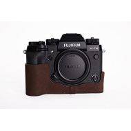 Fuji X-T2 X-T3 Case, BolinUS Handmade Genuine Real Leather Half Camera Case Bag Cover Fuji X-T2 Fujifilm XT2 X-T3 XT3 Bottom Opening Version -Coffee