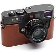 Leica M8 Case, BolinUS Handmade Genuine Real Leather Half Camera Case Bag Cover for Leica M8 M9 M9P M-E Camera with Hand Strap -Lava Brown