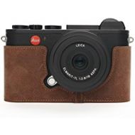 Leica CL Case, BolinUS Handmade Genuine Real Leather Half Camera Case Bag Cover for Leica CL Camera Bottom Opening Version + Hand Strap -Elephant Pattern Brown