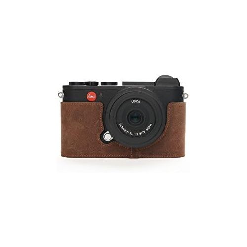  Leica CL Case, BolinUS Handmade Genuine Real Leather Half Camera Case Bag Cover for Leica CL Camera Bottom Opening Version + Hand Strap -Elephant Pattern Brown