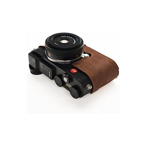  Leica CL Case, BolinUS Handmade Genuine Real Leather Half Camera Case Bag Cover for Leica CL Camera Bottom Opening Version + Hand Strap -Elephant Pattern Brown