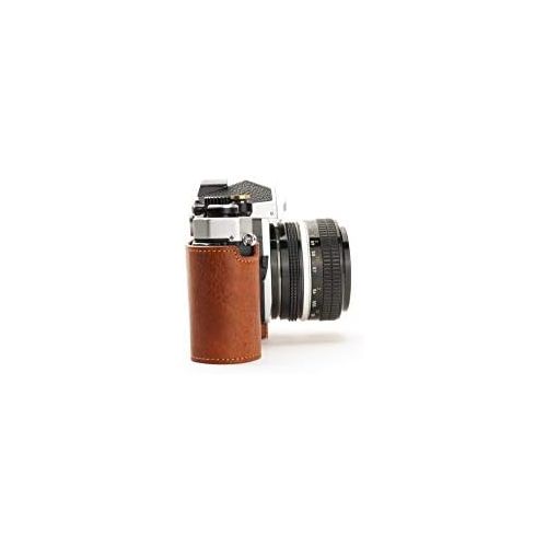  Nikon FM2 Case, BolinUS Handmade Genuine Real Leather Half Camera Case Bag Cover for Nikon FM2 FM FE FM2n FE2 With Hand Strap (LavaBrown)