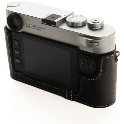  Leica M10 Case, BolinUS Handmade Genuine Real Leather Half Camera Case Bag Cover for Leica M10 Camera with Hand Strap - Black