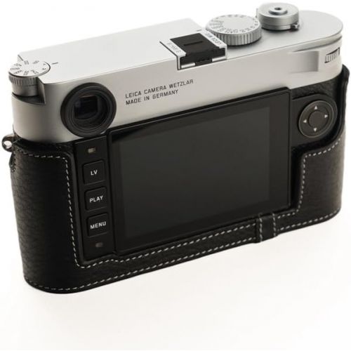  Leica M10 Case, BolinUS Handmade Genuine Real Leather Half Camera Case Bag Cover for Leica M10 Camera with Hand Strap - Black