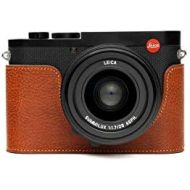 Leica Q2 Camera Case, BolinUS Handmade Genuine Real Leather Half Camera Case Bag Cover for Leica Q2 Camera Bottom Opening Version + Hand Strap (LavaBrown)