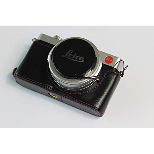  Leica D-Lux 7 Case, BolinUS Handmade PU Leather Half Camera Case Bag Cover Bottom Opening Version for Leica D-Lux 7 with Hand Strap (Black)