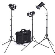 BOLING BL-50C 50W Fresnel Led Lighting Kit 2500K-5800K Bi-Color CRI 95 with Lighting Stand and Batteries Professional LED Video Film Lighting Kit (2*Zoom Light and 1*Fixed Light)