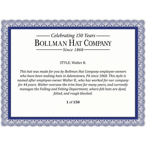  Bollman Hat Company Walter R. Fedora - Exclusive