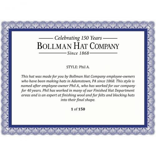  Bollman Hat Company Phil A. Fedora - Exclusive