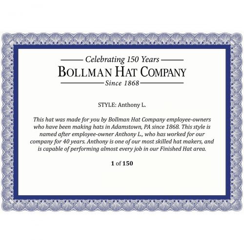  Bollman Hat Company Anthony L. Fedora - Exclusive
