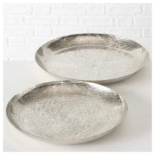  Boltze Decorative Plate Bowl Diameter Ties Set of Two 42+ 48cm Aluminium Silver