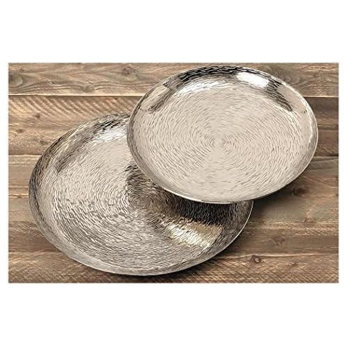  Boltze Decorative Plate Bowl Diameter Ties Set of Two 42+ 48cm Aluminium Silver