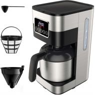 Boly Thermal Coffee Maker 8 Cup, Programmable Coffee Maker Drip with Strength Control, Stainless Steel Coffee Maker with Timer & Automatic Start, Reusable Filter Included