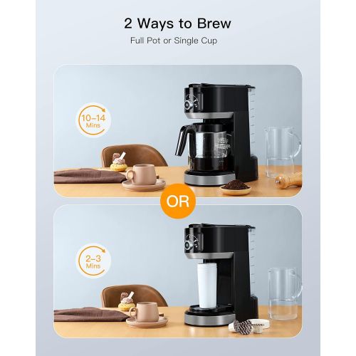  Boly 14 Cup Coffee Maker with Single Serve Option, Coffee Maker 2 Way Brewer, Dual Coffee Maker Compatible with K-Cup Pods and Ground Coffee, Black