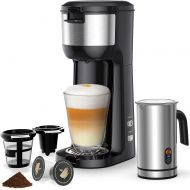 Boly Single Serve Coffee Maker with Milk Frother, Single Cup Coffee Brewer for K cup and Ground Coffee, Cappuccino Machine and Latter Maker Bundle