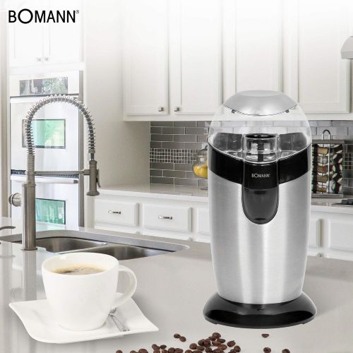  Bomann KSW 445 CB Elektrische Kaffeemuehle mit Schlagwerk 40 g Fassungsvermoegen, Impuls-Betrieb, Schwarz, Edelstahl