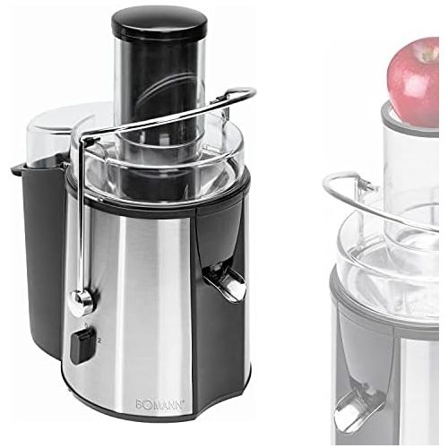  Bomann elektrischer Entsafter aus Edelstahl fuer Fruechte Frucht- und Gemuesesaft Smoothie Automatikentsafter Automatik Fruchtsafte Slow Jiucer Frucht-Saft-Presse (1000 Watt + ca. 2,0 Liter