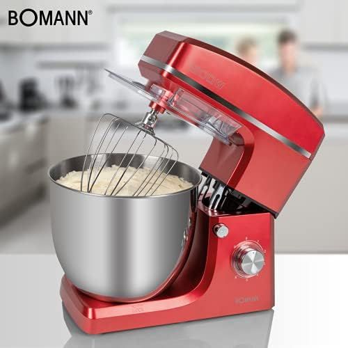  [아마존베스트]Bomann KM 6036 CB Kneading Machine 1500W 8 Speed Levels 10 Litre Stainless Steel Bowl Max 6-6.5kg Splash Guard Lid with Refill Opening Red