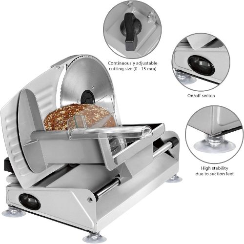  [아마존베스트]Bomann Sausage Slicer Electric Stainless Steel All-Slicer Bread Slicer Folding Slicer Cutting Thickness 0-15 mm Serrated Edge Fixed Stand Electric Knife