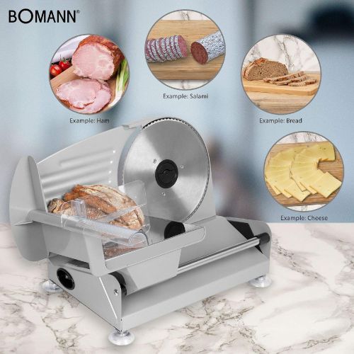  [아마존베스트]Bomann Sausage Slicer Electric Stainless Steel All-Slicer Bread Slicer Folding Slicer Cutting Thickness 0-15 mm Serrated Edge Fixed Stand Electric Knife